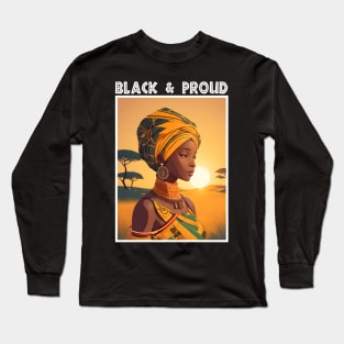 Black And Proud Melanin Afrocentric Long Sleeve T-Shirt